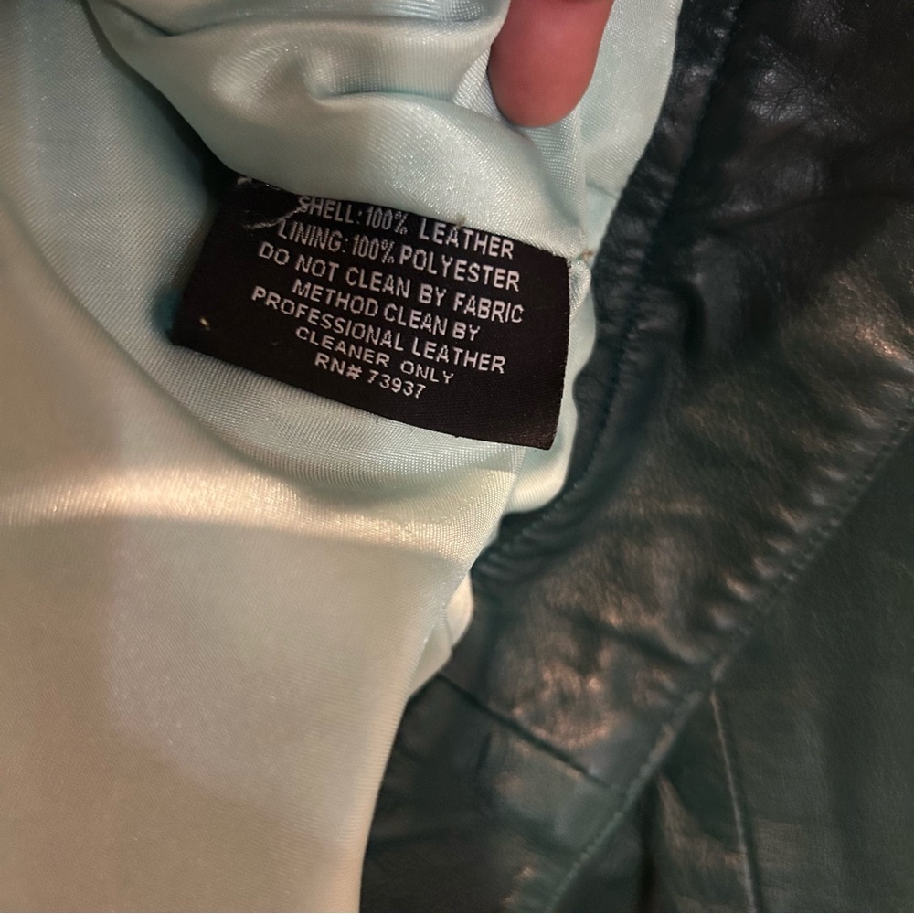 John Carlisle Dark Teal / Green Leather Jacket, XL - Picture 6 of 7